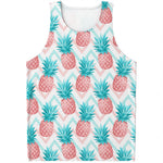 Bright Zig Zag Pineapple Pattern Print Men's Tank Top