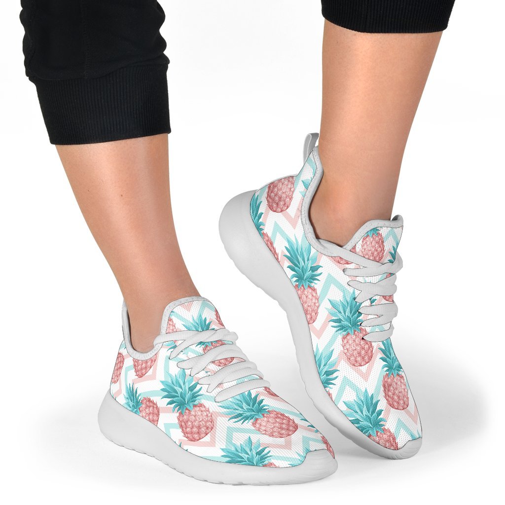 Bright Zig Zag Pineapple Pattern Print Mesh Knit Shoes GearFrost