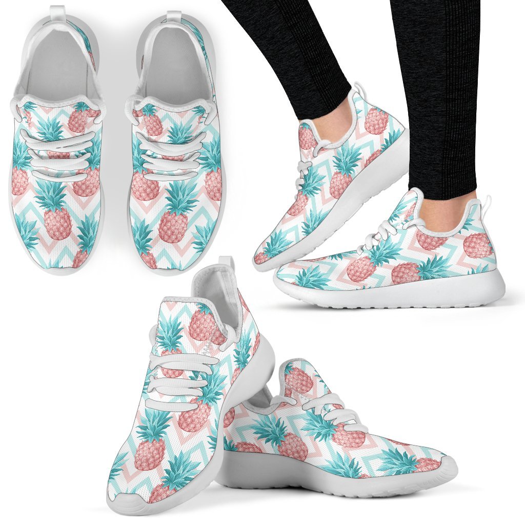 Bright Zig Zag Pineapple Pattern Print Mesh Knit Shoes GearFrost