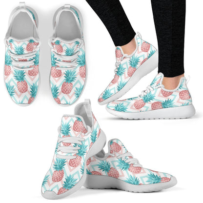 Bright Zig Zag Pineapple Pattern Print Mesh Knit Shoes GearFrost