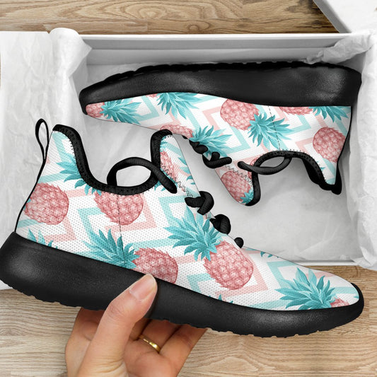 Bright Zig Zag Pineapple Pattern Print Mesh Knit Shoes GearFrost