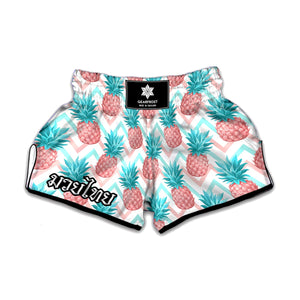 Bright Zig Zag Pineapple Pattern Print Muay Thai Boxing Shorts