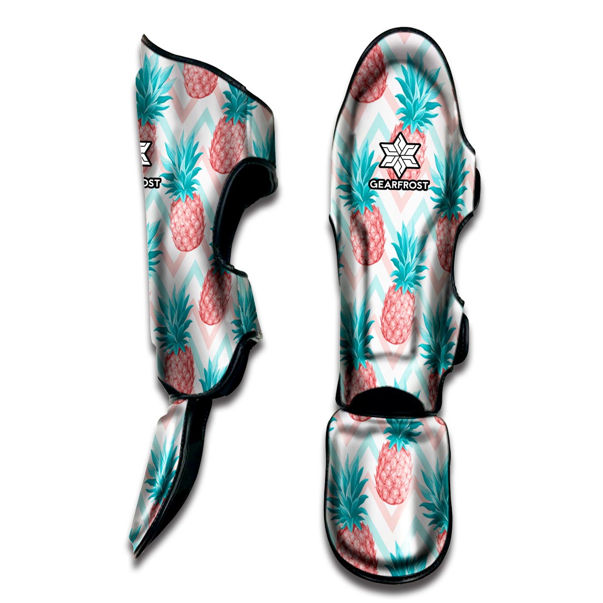 Bright Zig Zag Pineapple Pattern Print Muay Thai Shin Guard