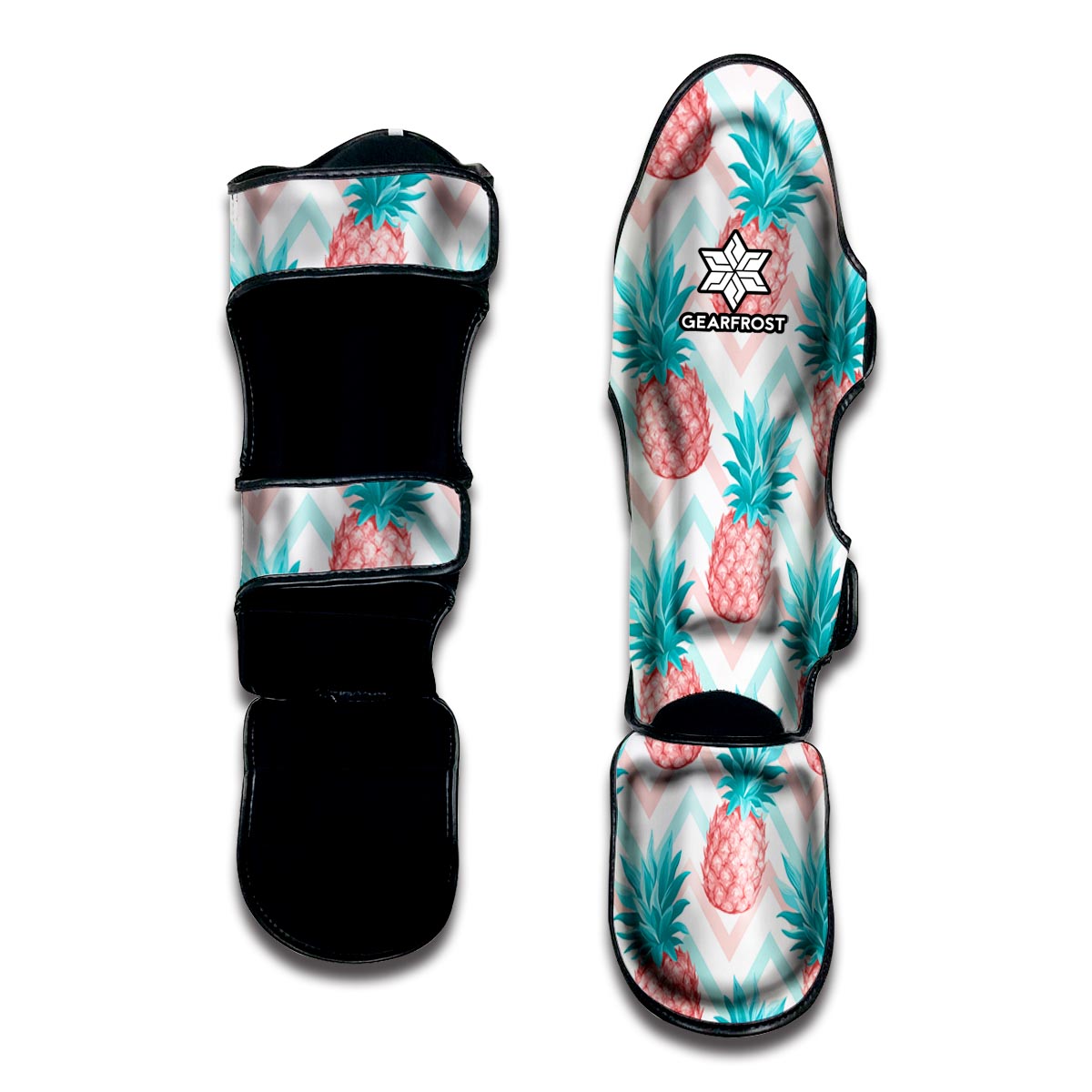 Bright Zig Zag Pineapple Pattern Print Muay Thai Shin Guard