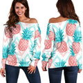Bright Zig Zag Pineapple Pattern Print Off The Shoulder Sweatshirt