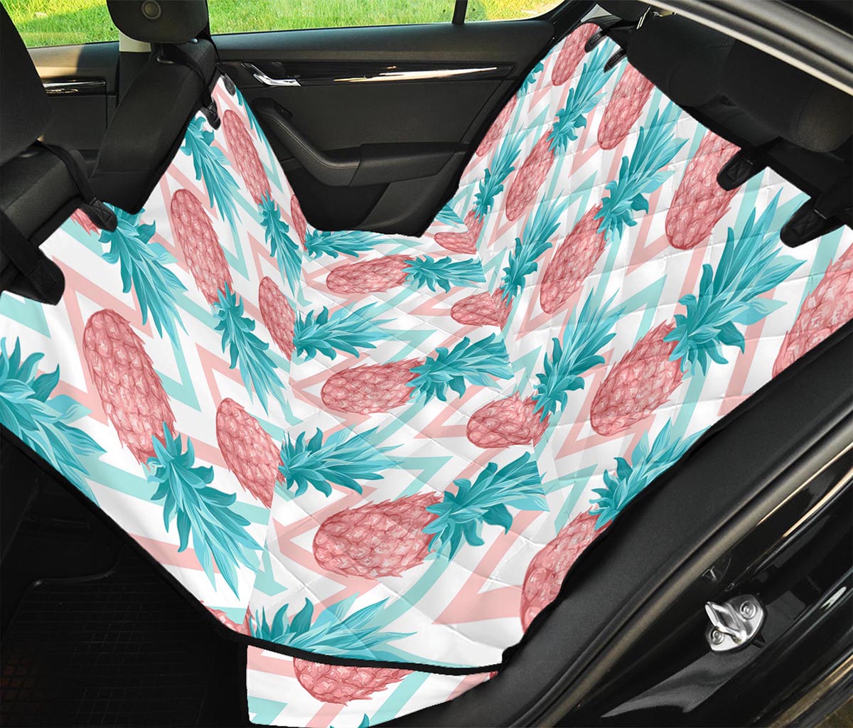 Bright Zig Zag Pineapple Pattern Print Pet Car Back Seat Cover