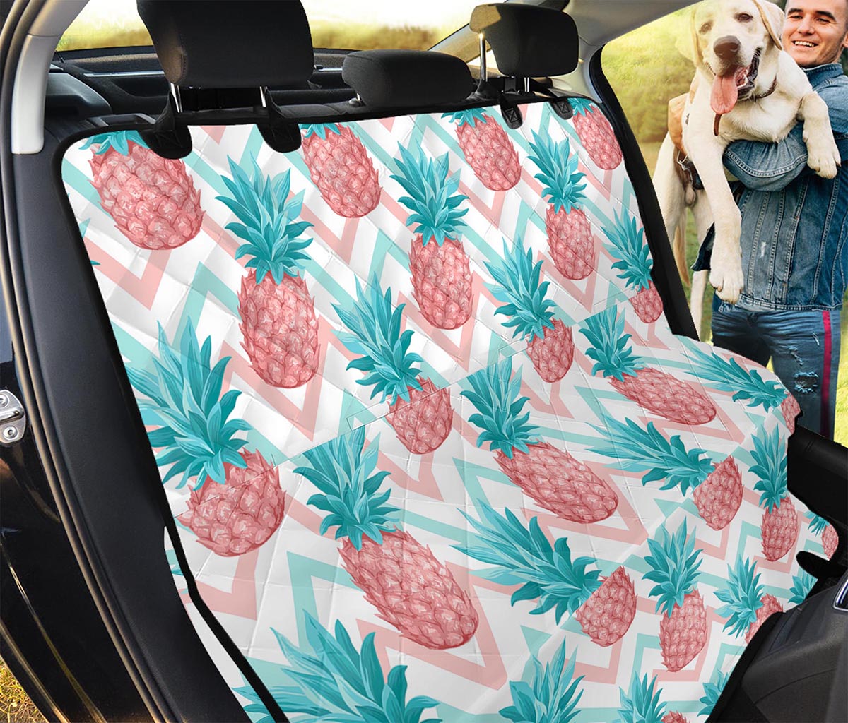 Bright Zig Zag Pineapple Pattern Print Pet Car Back Seat Cover