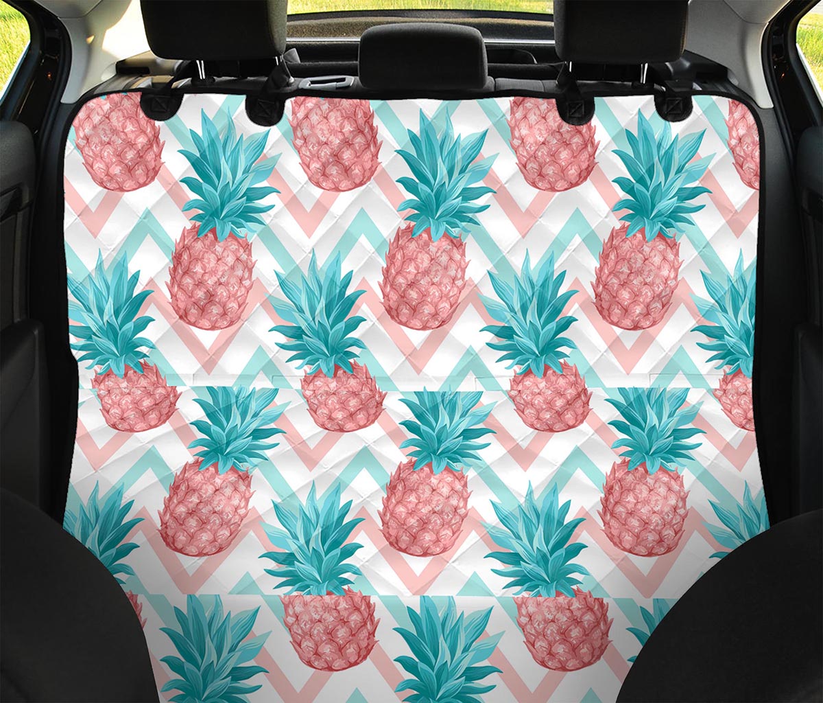 Bright Zig Zag Pineapple Pattern Print Pet Car Back Seat Cover