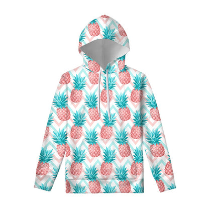 Bright Zig Zag Pineapple Pattern Print Pullover Hoodie