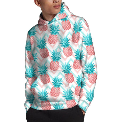 Bright Zig Zag Pineapple Pattern Print Pullover Hoodie
