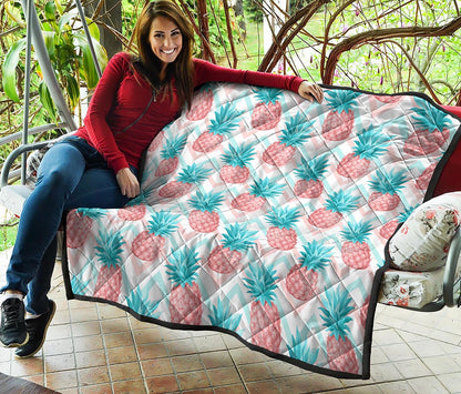 Bright Zig Zag Pineapple Pattern Print Quilt