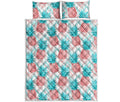 Bright Zig Zag Pineapple Pattern Print Quilt Bed Set