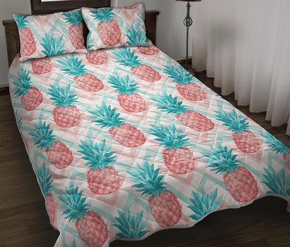 Bright Zig Zag Pineapple Pattern Print Quilt Bed Set