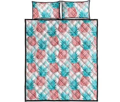 Bright Zig Zag Pineapple Pattern Print Quilt Bed Set
