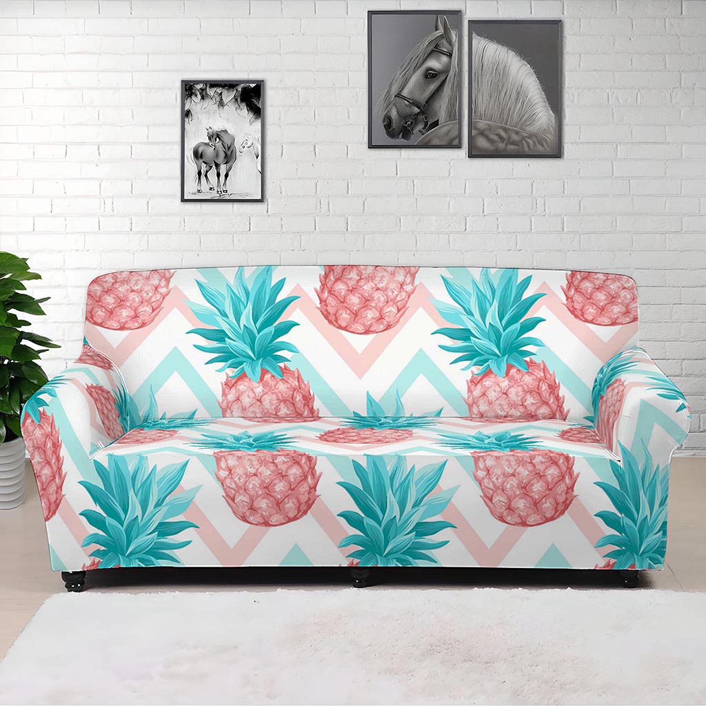Bright Zig Zag Pineapple Pattern Print Sofa Cover