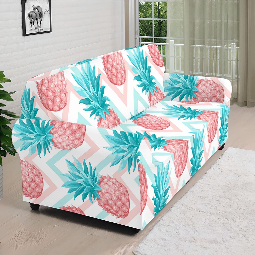 Bright Zig Zag Pineapple Pattern Print Sofa Cover