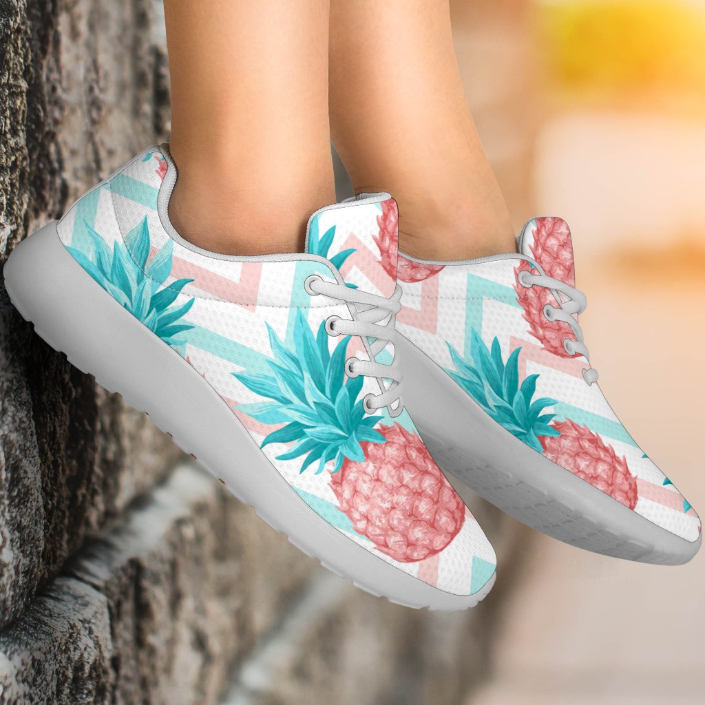 Bright Zig Zag Pineapple Pattern Print Sport Shoes GearFrost