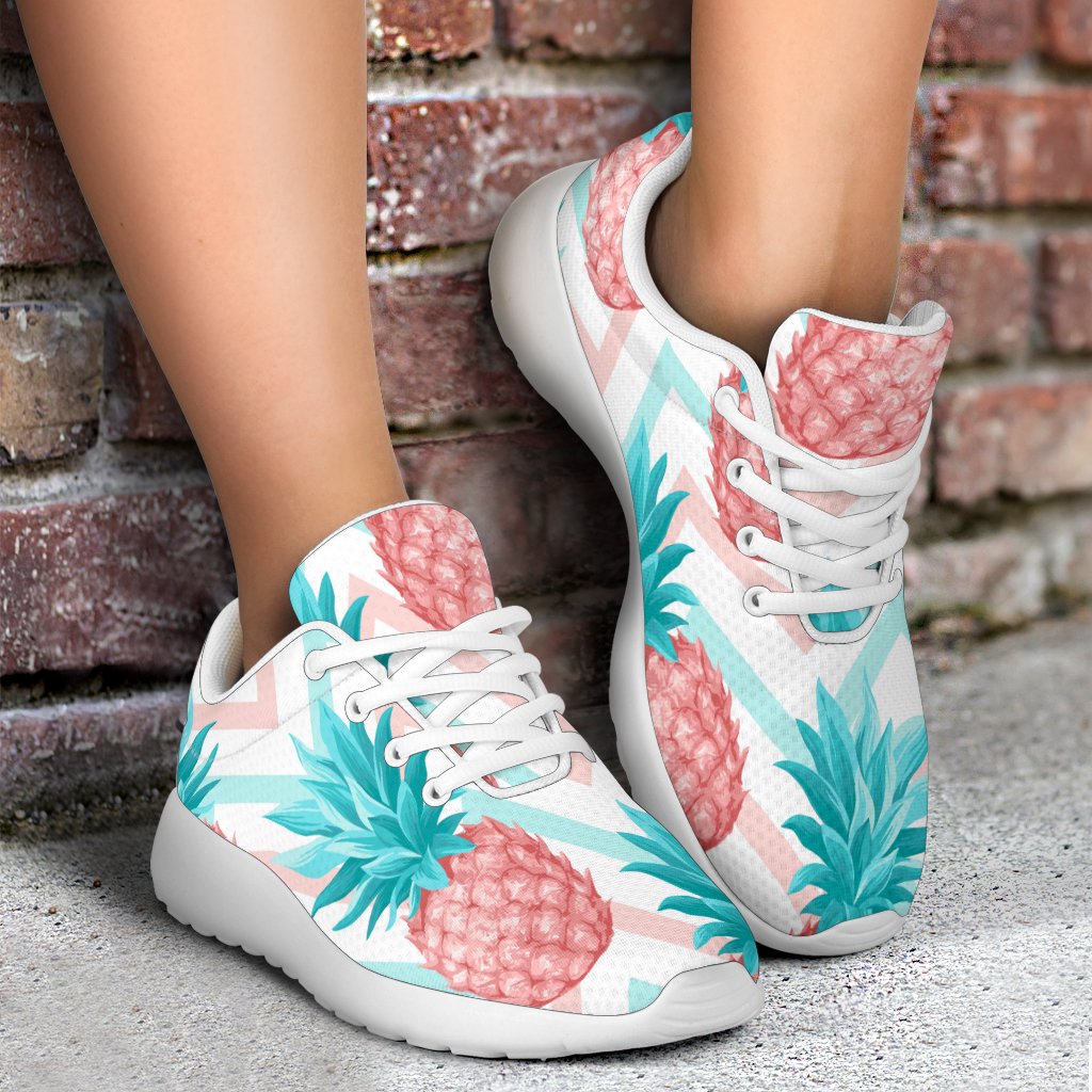 Bright Zig Zag Pineapple Pattern Print Sport Shoes GearFrost