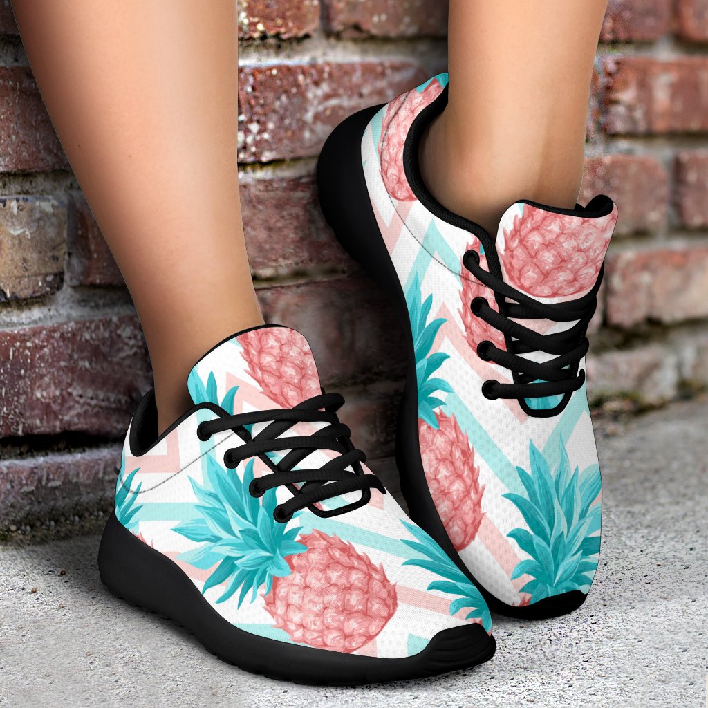 Bright Zig Zag Pineapple Pattern Print Sport Shoes GearFrost