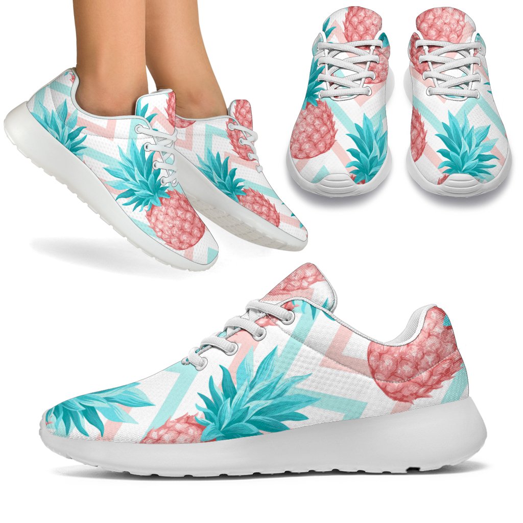 Bright Zig Zag Pineapple Pattern Print Sport Shoes GearFrost