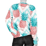 Bright Zig Zag Pineapple Pattern Print Women's Crewneck Sweatshirt GearFrost