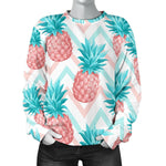 Bright Zig Zag Pineapple Pattern Print Women's Crewneck Sweatshirt GearFrost
