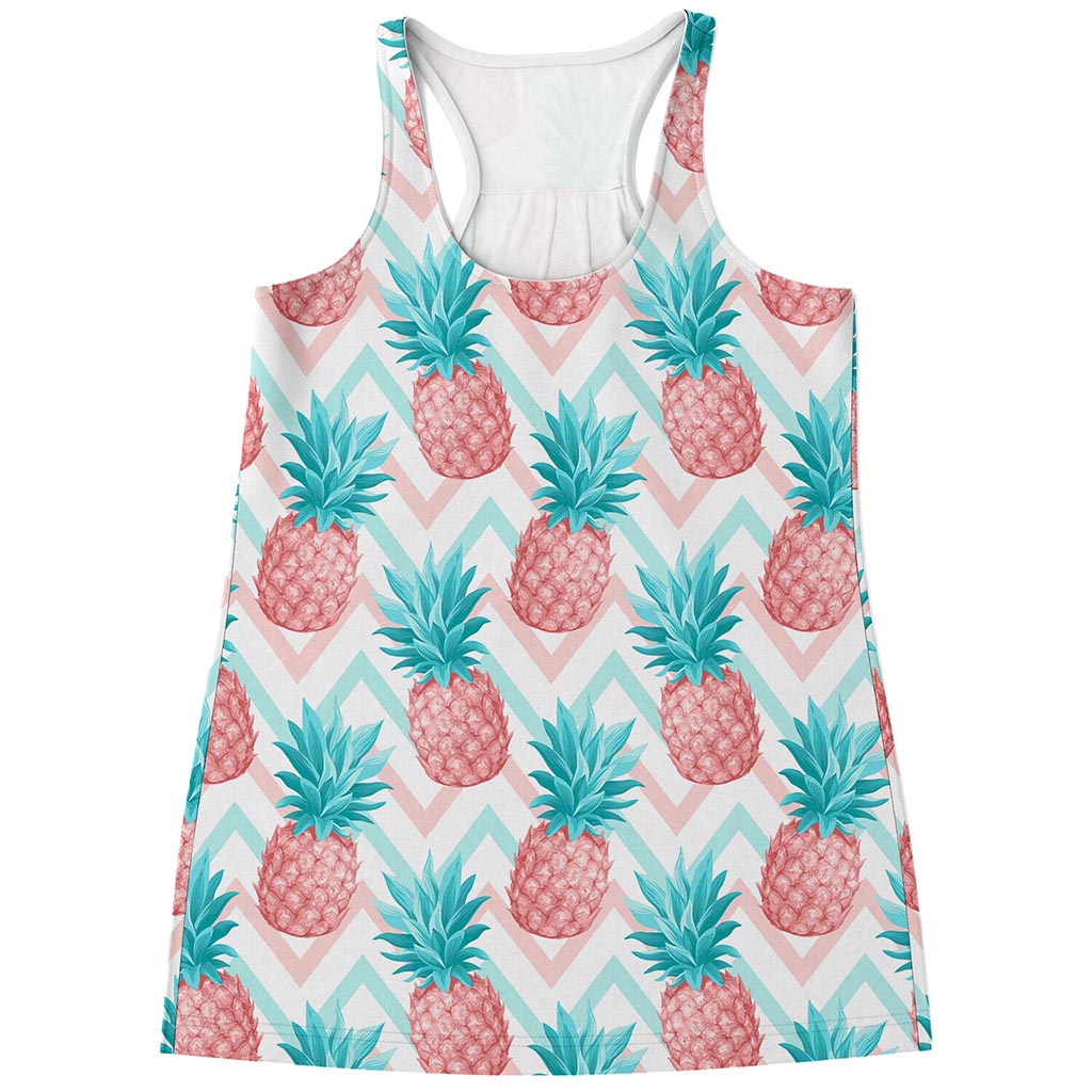 Bright Zig Zag Pineapple Pattern Print Women's Racerback Tank Top