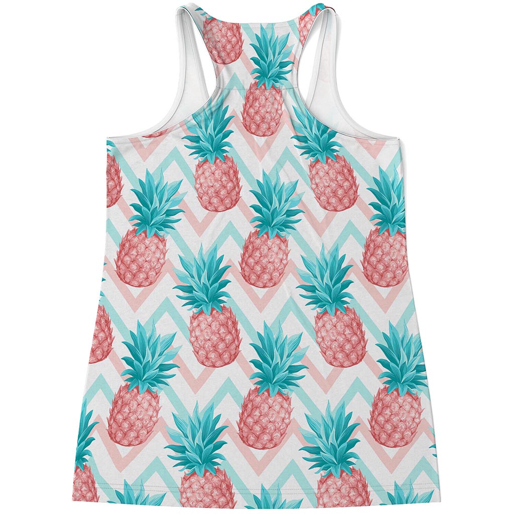 Bright Zig Zag Pineapple Pattern Print Women's Racerback Tank Top