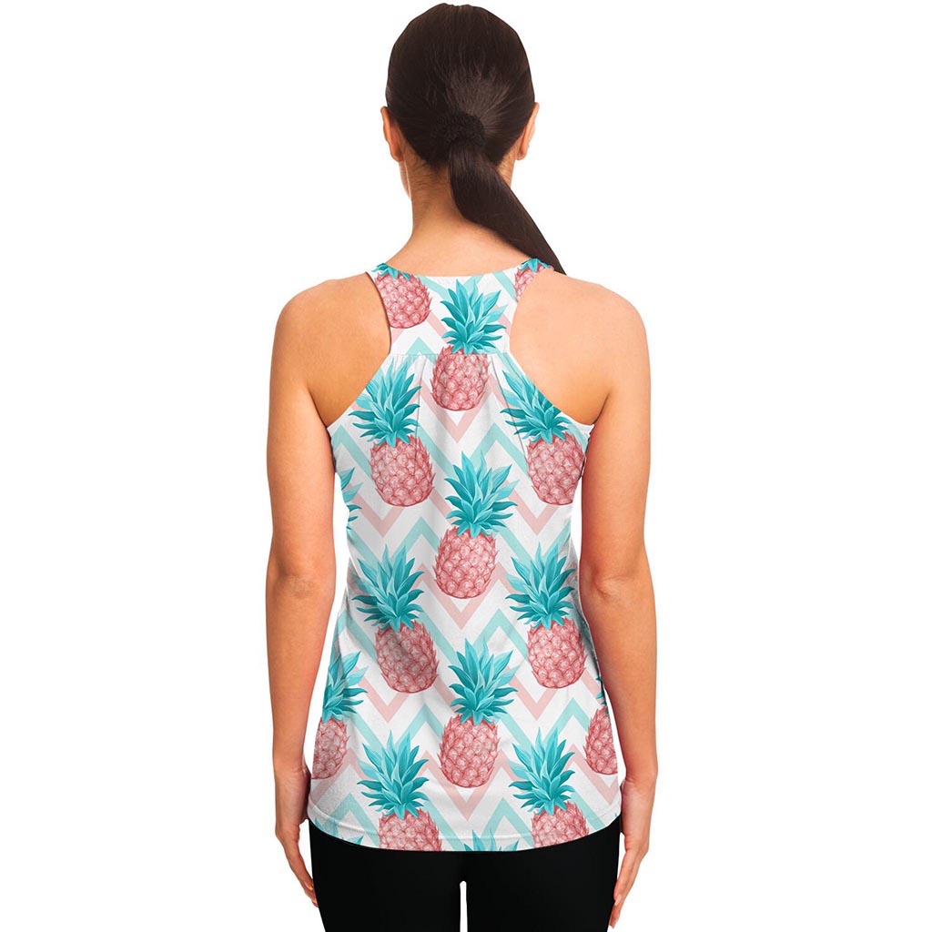 Bright Zig Zag Pineapple Pattern Print Women's Racerback Tank Top