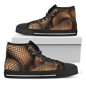 Bronze Snake Print Black High Top Shoes