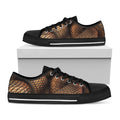 Bronze Snake Print Black Low Top Sneakers
