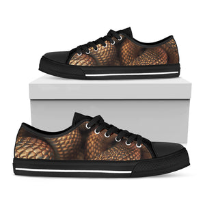 Bronze Snake Print Black Low Top Shoes