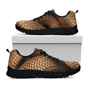 Bronze Snake Print Black Sneakers