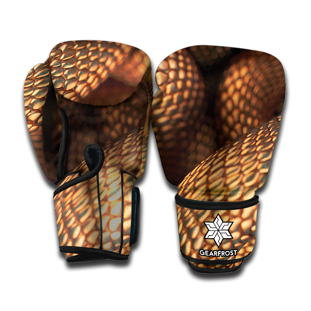 Bronze Snake Print Boxing Gloves