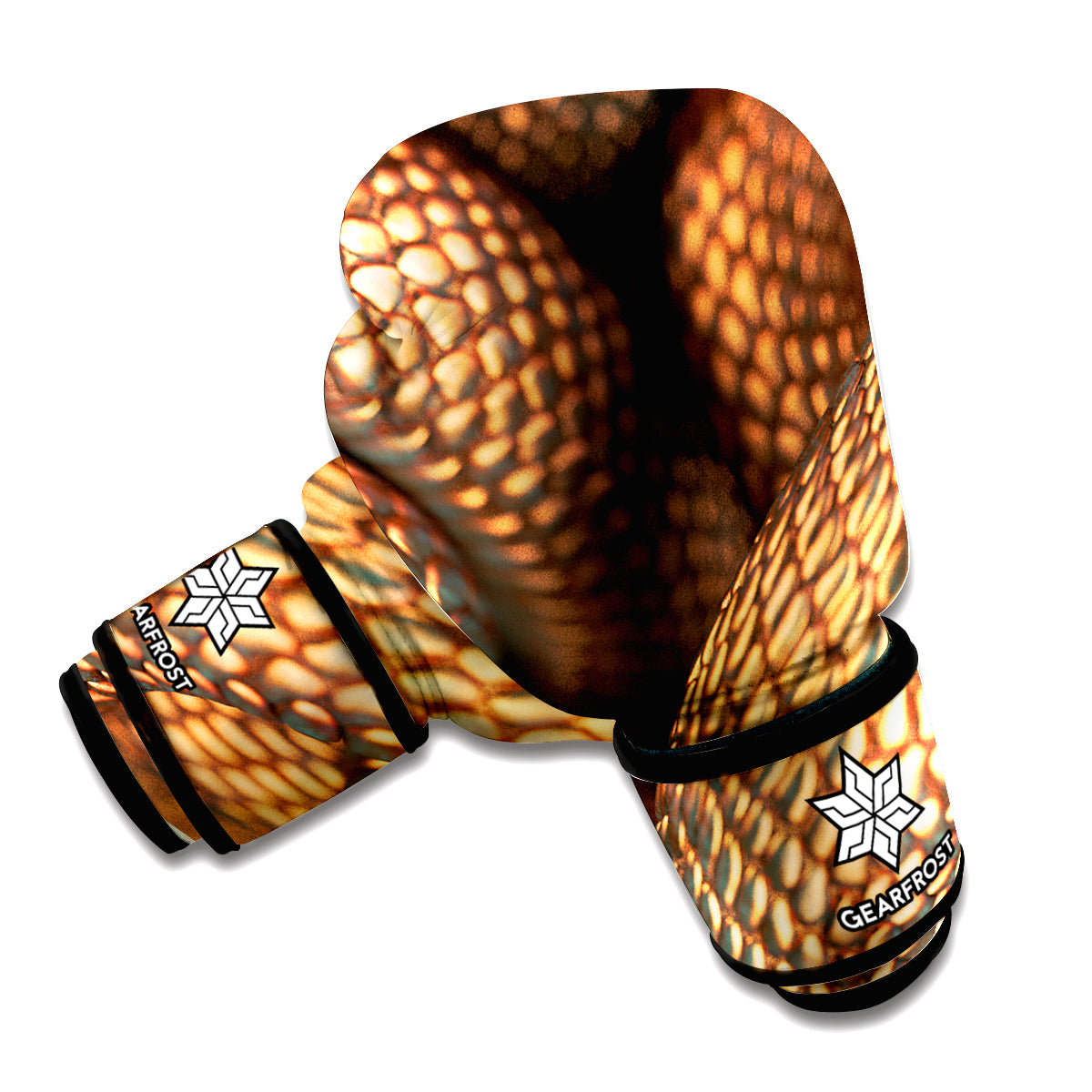 Bronze Snake Print Boxing Gloves