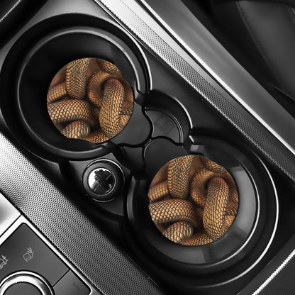 Bronze Snake Print Car Coasters