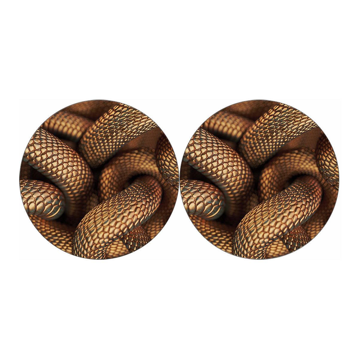 Bronze Snake Print Car Coasters