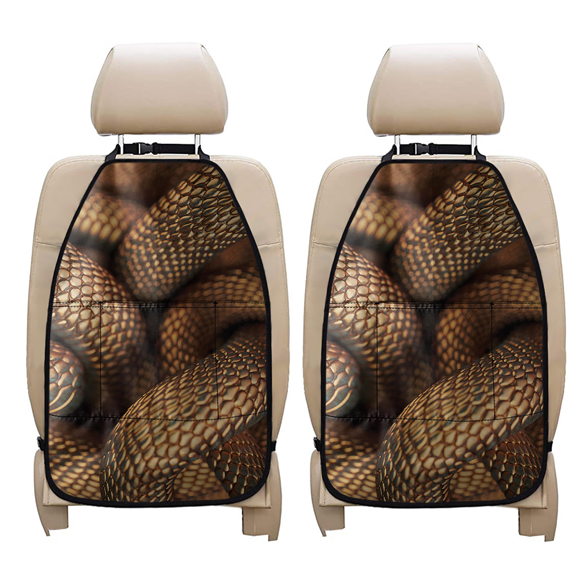 Bronze Snake Print Car Seat Organizers