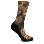 Bronze Snake Print Crew Socks