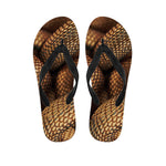 Bronze Snake Print Flip Flops