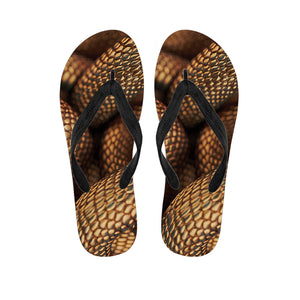 Bronze Snake Print Flip Flops