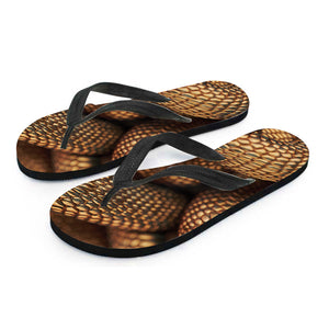 Bronze Snake Print Flip Flops