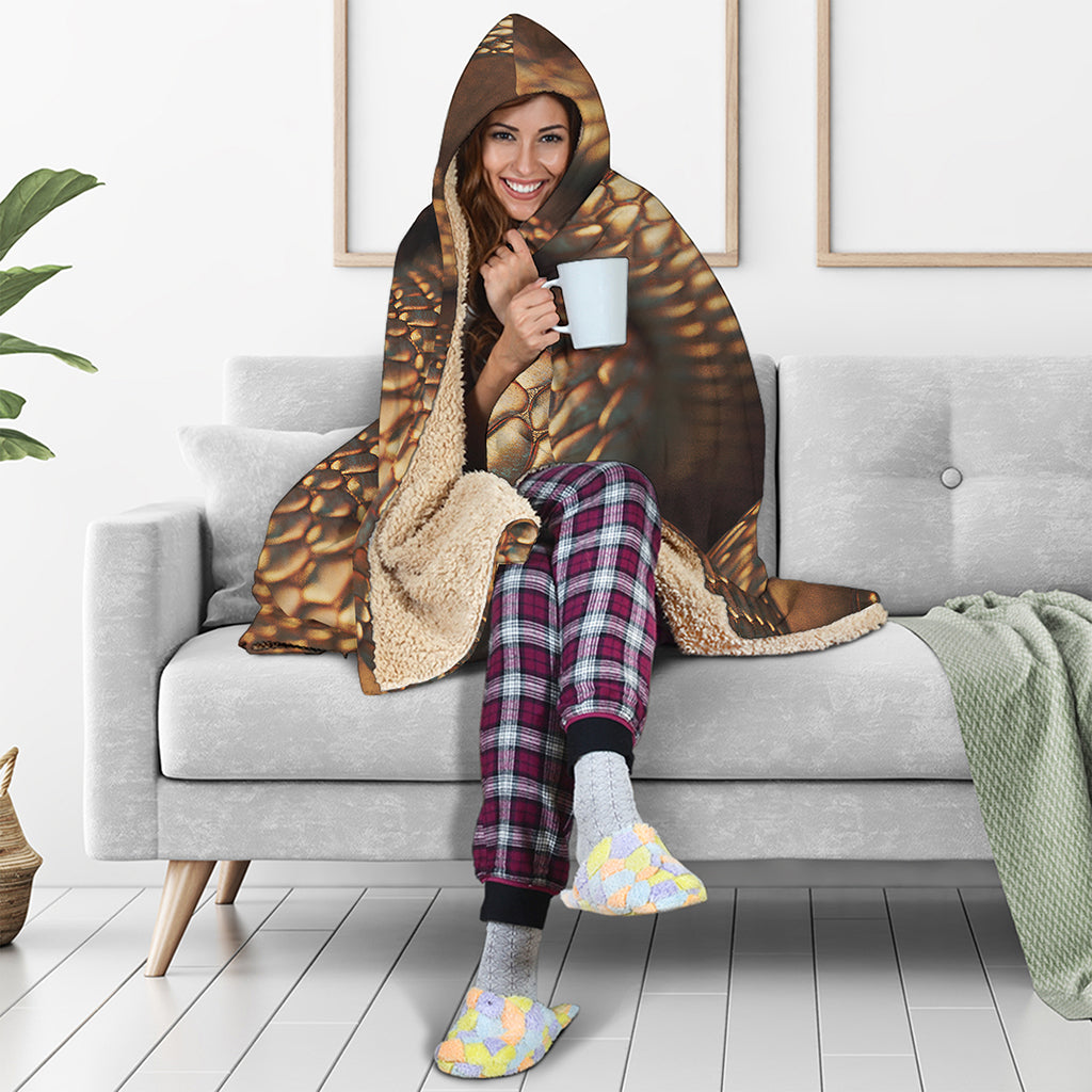 Bronze Snake Print Hooded Blanket