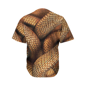 Bronze Snake Print Men's Baseball Jersey