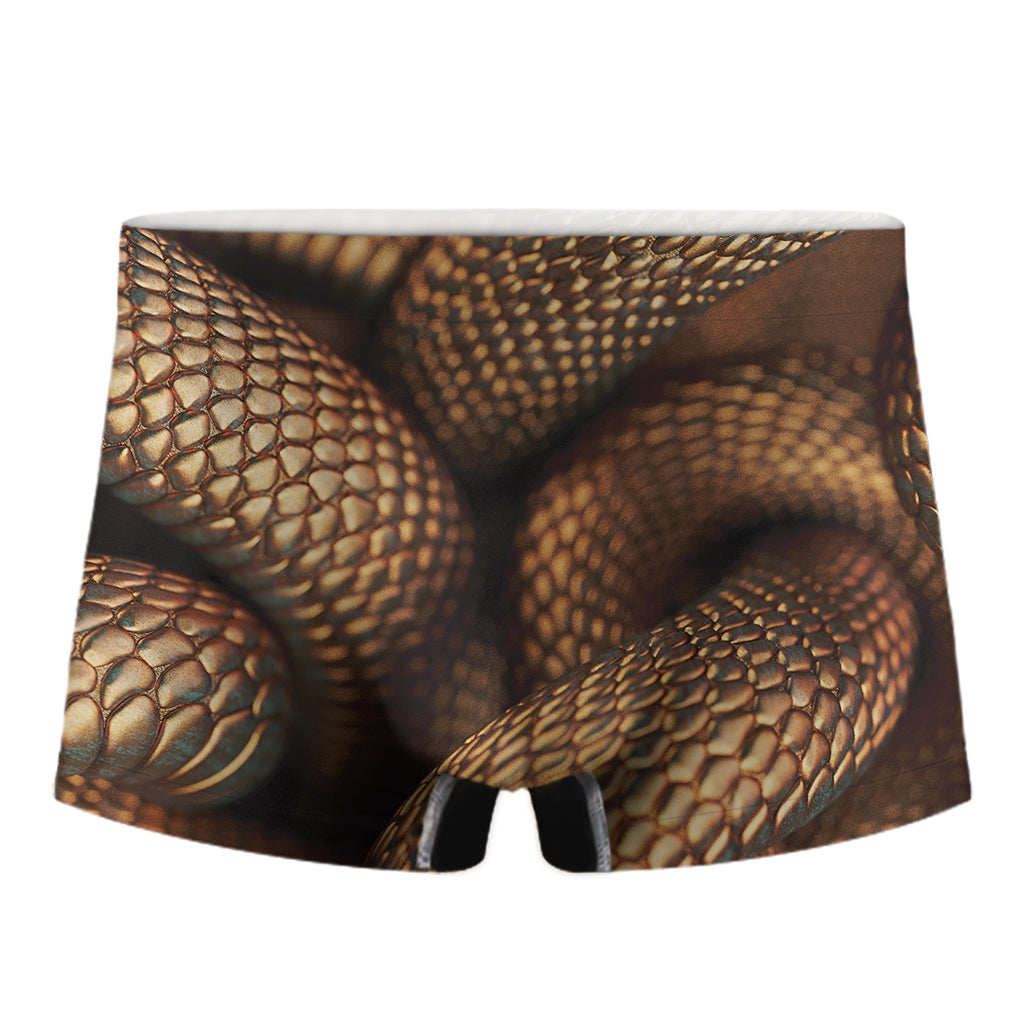 Bronze Snake Print Men's Boxer Briefs