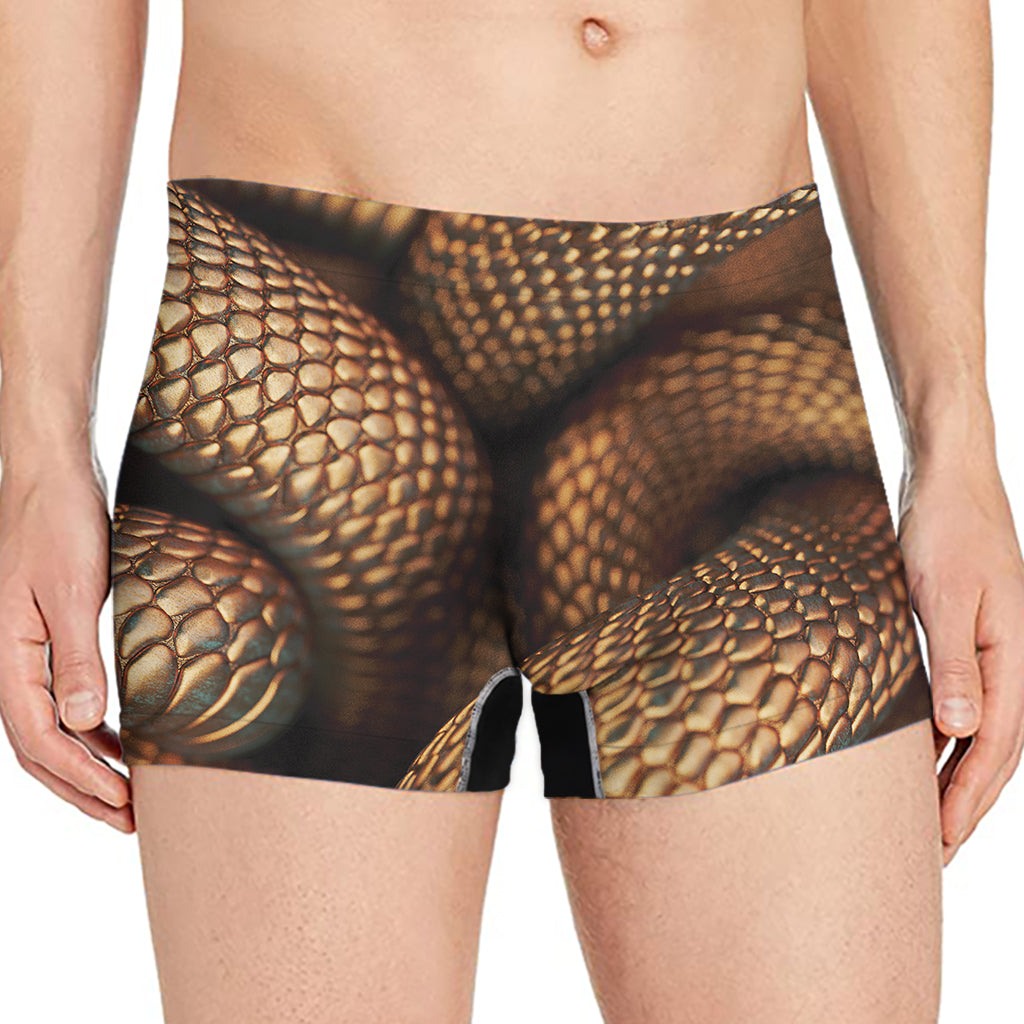 Bronze Snake Print Men's Boxer Briefs