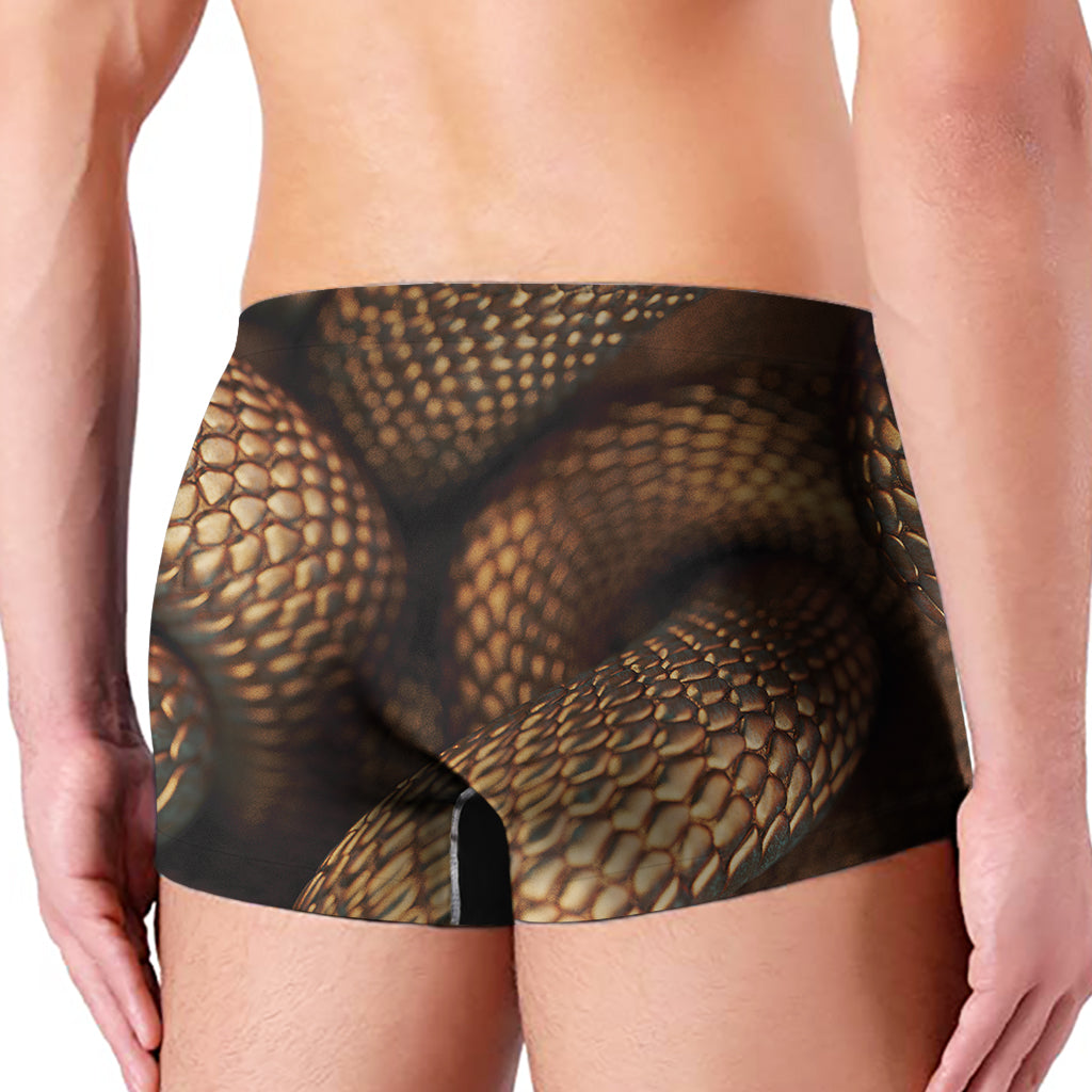 Bronze Snake Print Men's Boxer Briefs