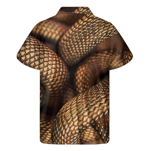 Bronze Snake Print Men's Short Sleeve Shirt