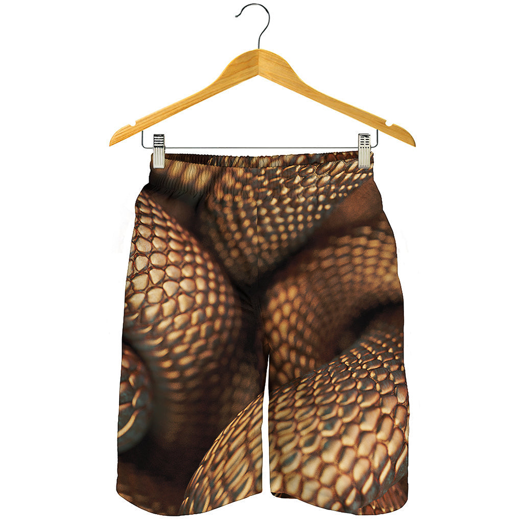 Bronze Snake Print Men's Shorts