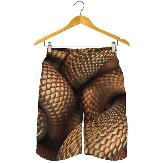 Bronze Snake Print Men's Shorts